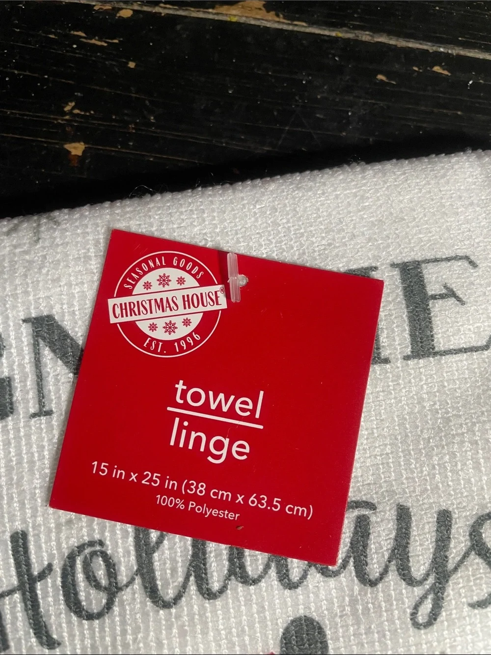 Holiday Gnome Kitchen Towel in White, Red & Gray